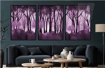 Alüminyum Çerçeveli Sanat Temalı 3lü Set CAM Tablo 0032