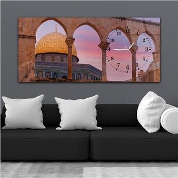 لوحة زجاجية أفقية ذات طابع ديني مع ساعة جانبية 032