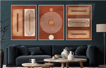 Alüminyum Çerçeveli Sanat Temalı 3lü Set CAM Tablo 0053