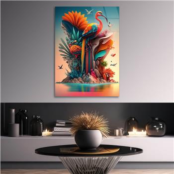 Dikey Sanat Temalı Cam Tablo 322