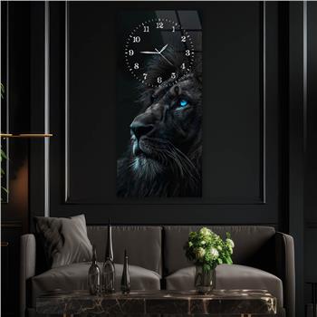 Dikey Üstten Saatli Sanat Temalı Cam Tablo 086