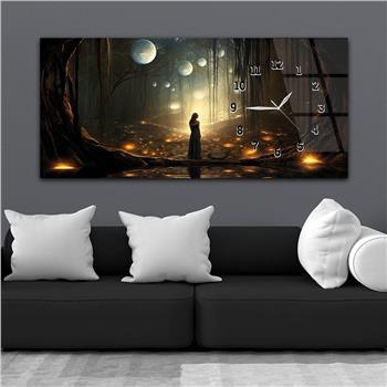 Yatay Saatli Yandan Sanat ve Doğa Temalı Cam Tablo 227