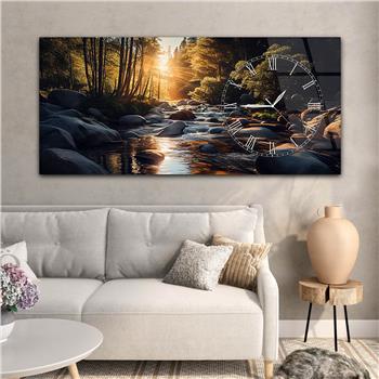 Yatay Saatli Yandan Sanat Temalı Cam Tablo 276