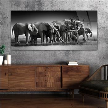 Horizontal bedrucktes Glas mit Kunst und Naturthema und einer Uhr an der Seite 044