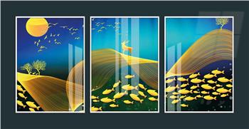 Alüminyum Çerçeveli Sanat Temalı 3lü Set MDF Tablo 0071