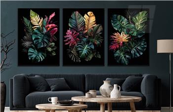 Alüminyum Çerçeveli Sanat Temalı 3lü Set CAM Tablo 0076