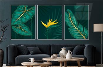 Alüminyum Çerçeveli Sanat Temalı 3lü Set CAM Tablo 0017