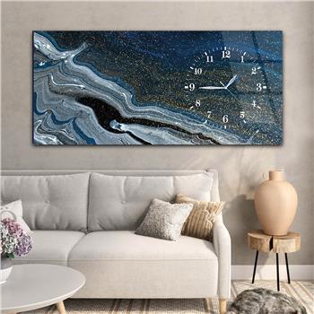 Horizontal bedrucktes Glas mit Kunst und Naturthema und einer Uhr an der Seite 056