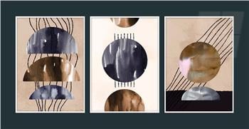 Alüminyum Çerçeveli Sanat Temalı 3lü Set MDF Tablo 0012