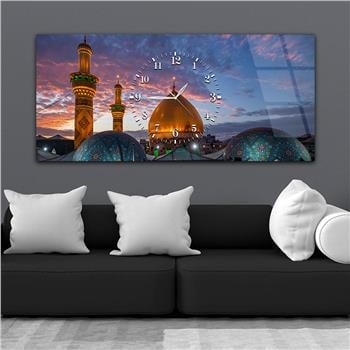 Tableau en verre à thème religieux avec horloge centrale horizontale  053