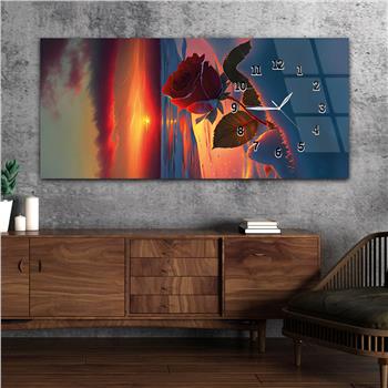 Horizontaal, Aan De Zijkant Voorzien Van Een Klok, Kunst en Natuur Thema Gehard Glasschilderij 222