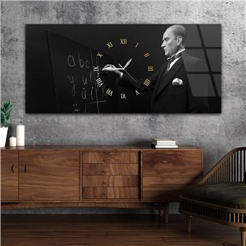 Tableau en verre sur le thème de la nation avec horloge centrale horizontale  057