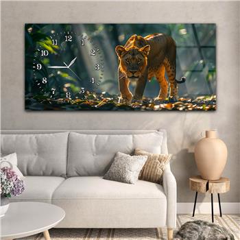 Yatay Saatli Yandan Sanat Temalı Cam Tablo 360