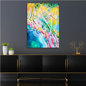 Dikey Sanat Temalı Cam Tablo 405