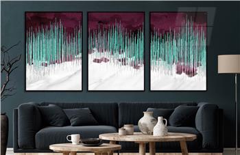 Alüminyum Çerçeveli Sanat Temalı 3lü Set CAM Tablo 0043