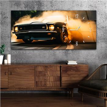 Yatay Saatli Yandan Sanat Temalı Cam Tablo 280