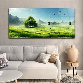 Yatay Saatli Yandan Sanat Temalı Cam Tablo 273