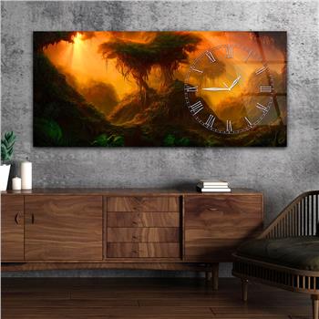 Yatay Saatli Yandan Sanat Temalı Cam Tablo 261