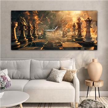 Yatay Saatli Ortadan Sanat Temalı Cam Tablo142