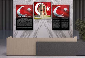 İSTİKLAL MARŞI GENÇLİĞE HİTABE CAM TABLO SETİ