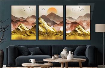 Alüminyum Çerçeveli Sanat Temalı 3lü Set CAM Tablo 0052