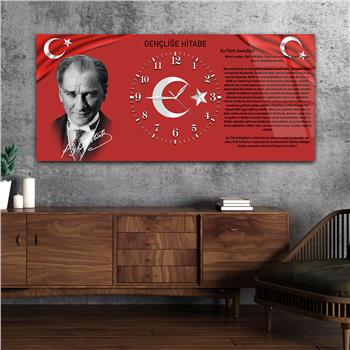 Tableau en verre sur le thème de la nation avec horloge centrale horizontale  011