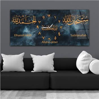 Tableau en verre à thème religieux avec horloge centrale horizontale  095