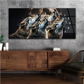 Horizontaal, Aan De Zijkant Voorzien Van Een Klok, Kunst en Natuur Thema Gehard Glasschilderij 023