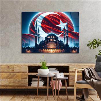 Yatay VatanTemalı Cam Tablo 125