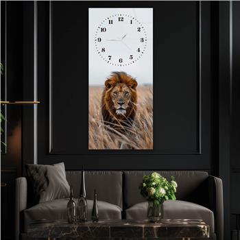 Dikey Üstten Saatli Sanat Temalı Cam Tablo 096