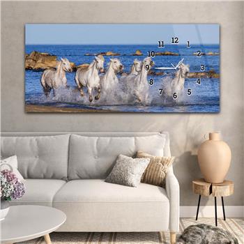 Horizontal bedrucktes Glas mit Kunst und Naturthema und einer Uhr an der Seite 132