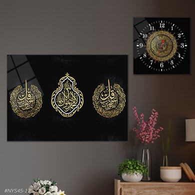 bedrucktes Glas und quadratisches Glasuhrenset 