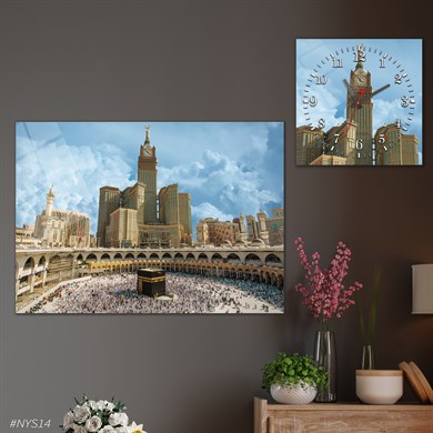 Tableau en verre et horloge carrée en verre 