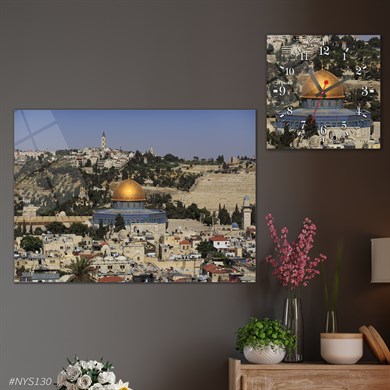 Tableau en verre et horloge carrée en verre 