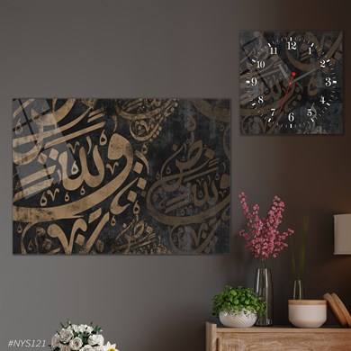 bedrucktes Glas und quadratisches Glasuhrenset 