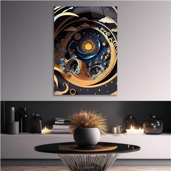 Dikey Sanat Temalı Cam Tablo 543