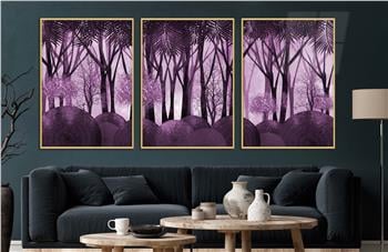 Alüminyum Çerçeveli Sanat Temalı 3lü Set CAM Tablo 0032