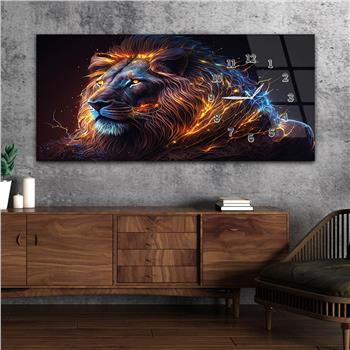 Horizontal bedrucktes Glas mit Kunst und Naturthema und einer Uhr an der Seite 180