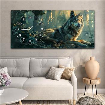 Yatay Saatli Yandan Sanat Temalı Cam Tablo 375