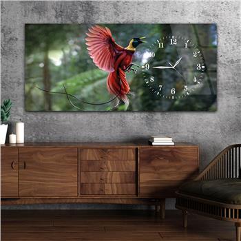 Horizontal bedrucktes Glas mit Kunst und Naturthema und einer Uhr an der Seite 088