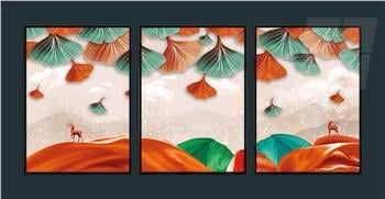 Alüminyum Çerçeveli Sanat Temalı 3lü Set MDF Tablo 0048