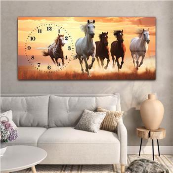 Yatay Saatli Yandan Sanat Temalı Cam Tablo 310