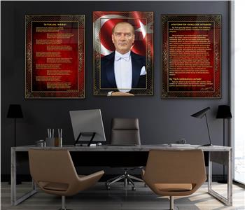  3lü Set VatanTemalı Cam Tablo 34