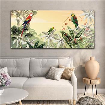 Horizontal bedrucktes Glas mit Kunst und Naturthema und einer Uhr an der Seite 063