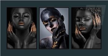 Alüminyum Çerçeveli Sanat Temalı 3lü Set MDF Tablo 0072