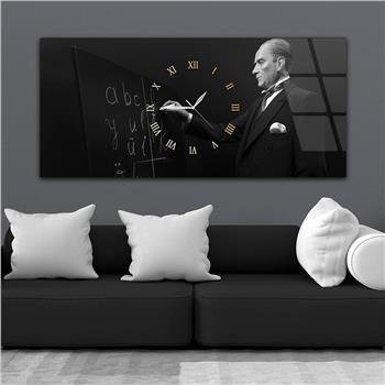 Tableau en verre sur le thème de la nation avec horloge centrale horizontale  057