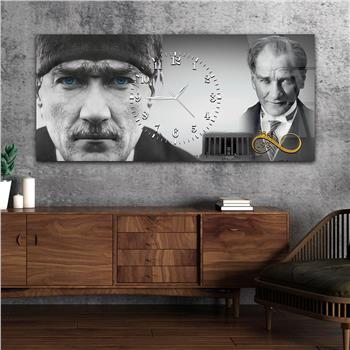 Horizontal bedrucktes Glas mit Nationenthema und einer Uhr in der Mitte 064