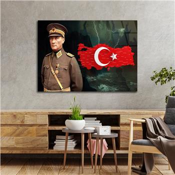 Yatay VatanTemalı Cam Tablo 132