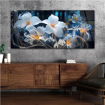 Yatay Saatli Yandan Sanat Temalı Cam Tablo 248