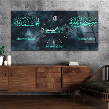 Tableau en verre à thème religieux avec horloge centrale horizontale  094